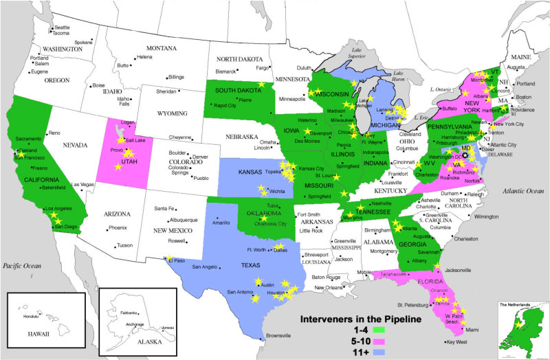 map of interveners in the credential pipeline across the United States